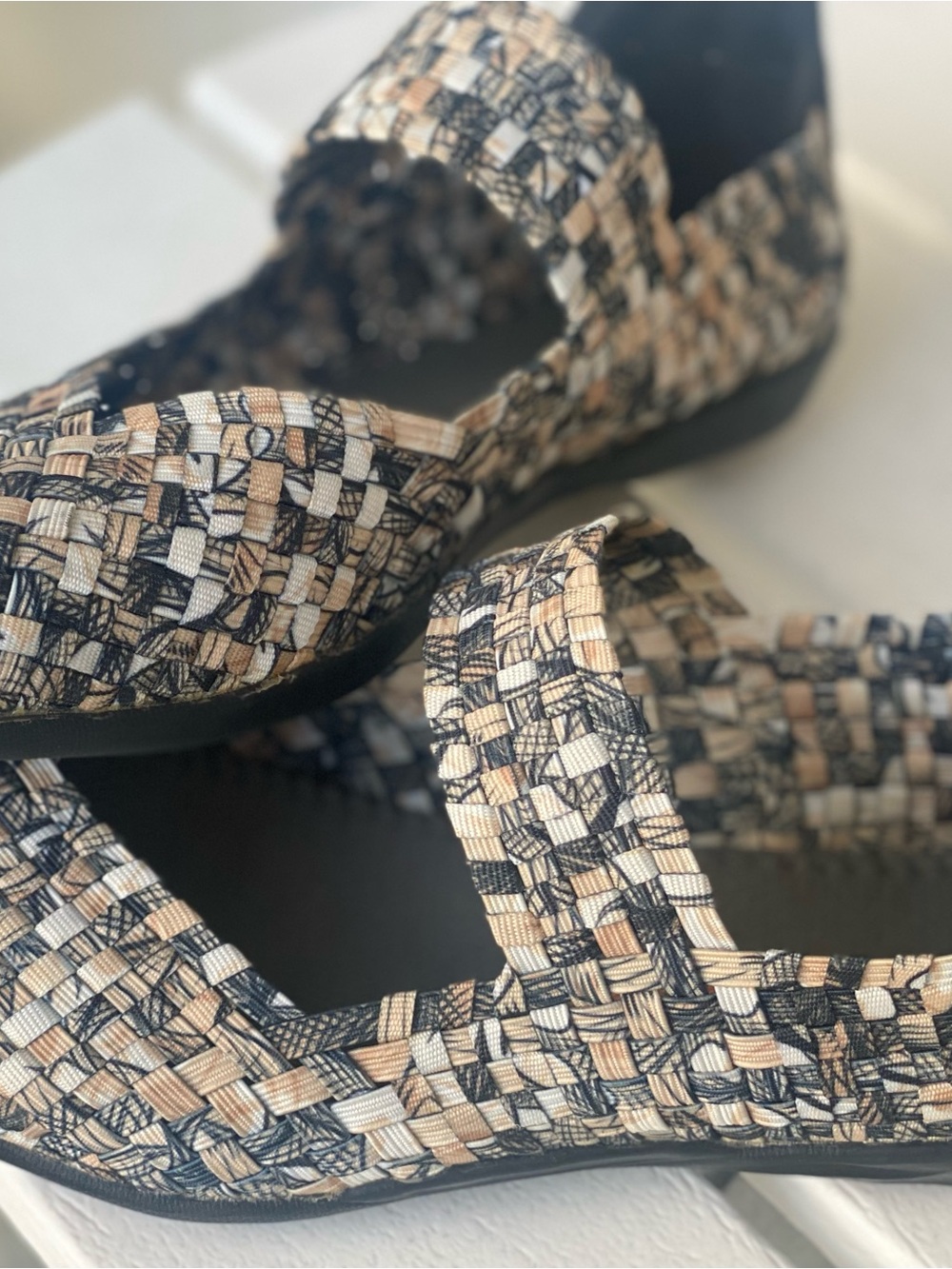 bernie mev. Woven Mary Jane Flats in Beige, Tan & Black